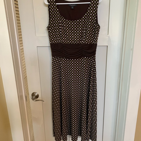 Chocolate Brown Polka dot dress. Perceptions New York. - Picture 3 of 6